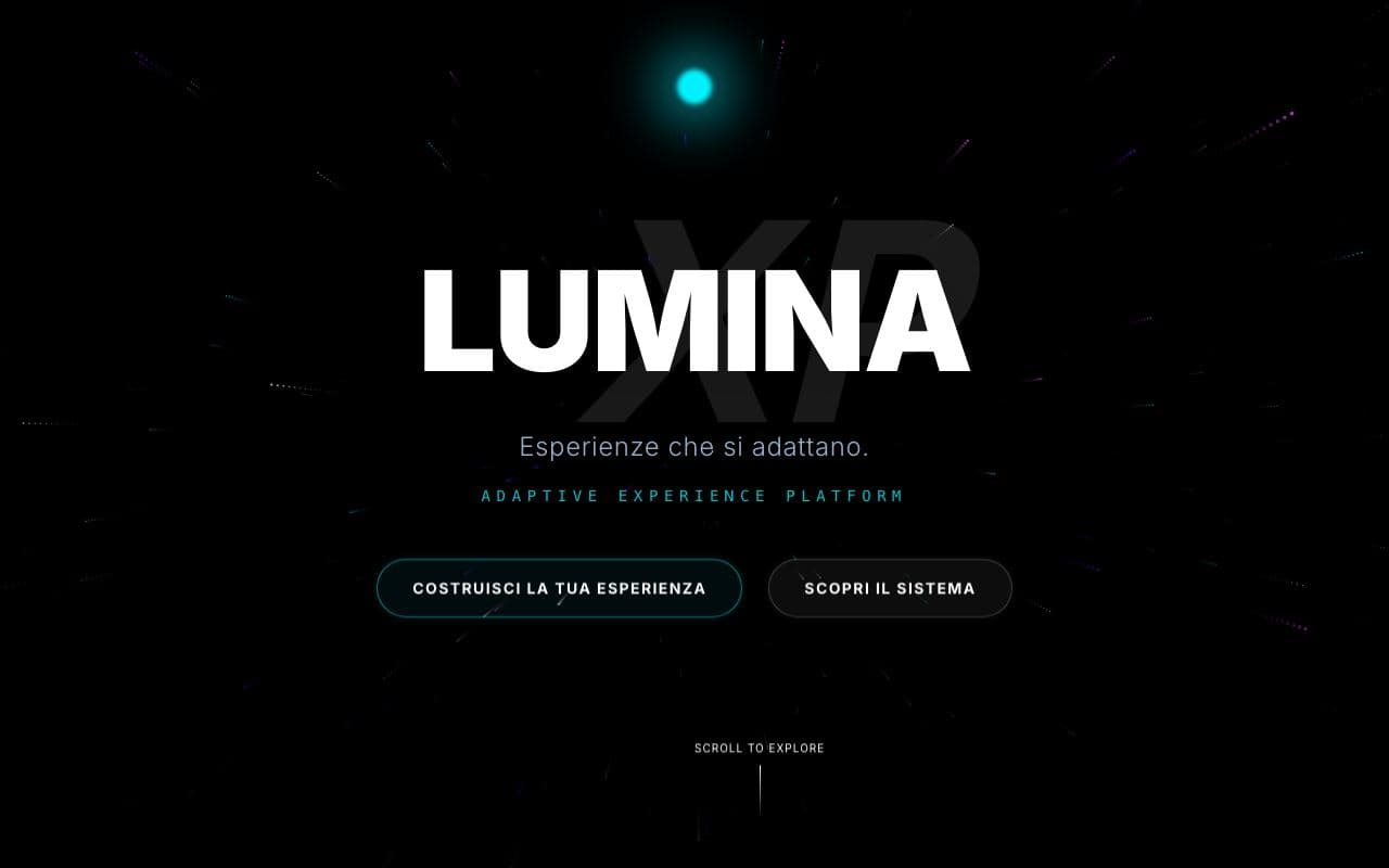La home di Lumina XP: «Esperienze che si adattano»